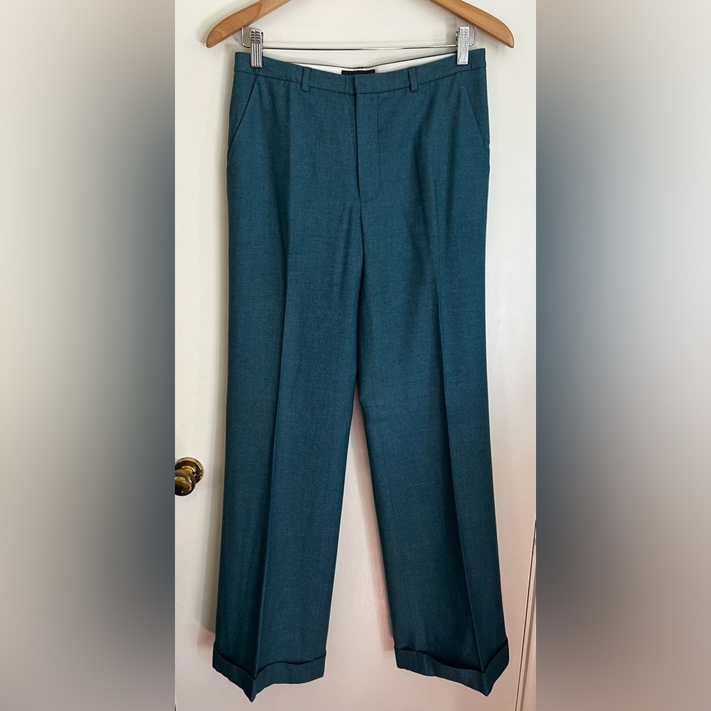 Banana Republic Aqua Wool Blend Wide Leg Trousers